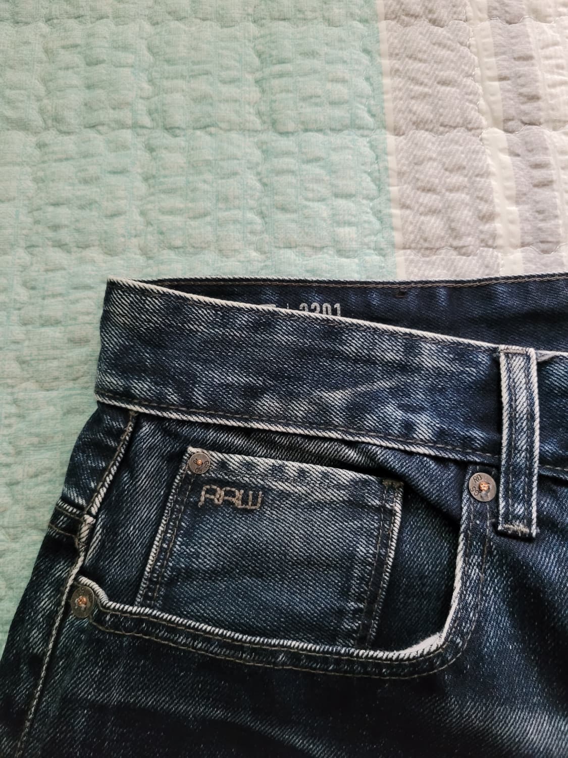 지스타로우 G starraw 3301 테이퍼드 다크블루워싱진. 34사이즈 상품이미지3