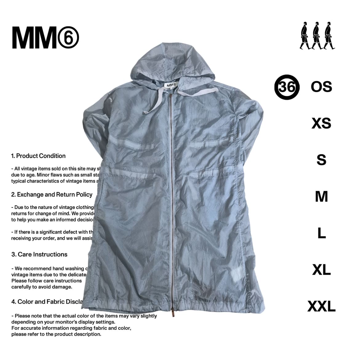 MM6 경량 나일론 롱 바람막이 자켓  36사이즈 상품이미지1