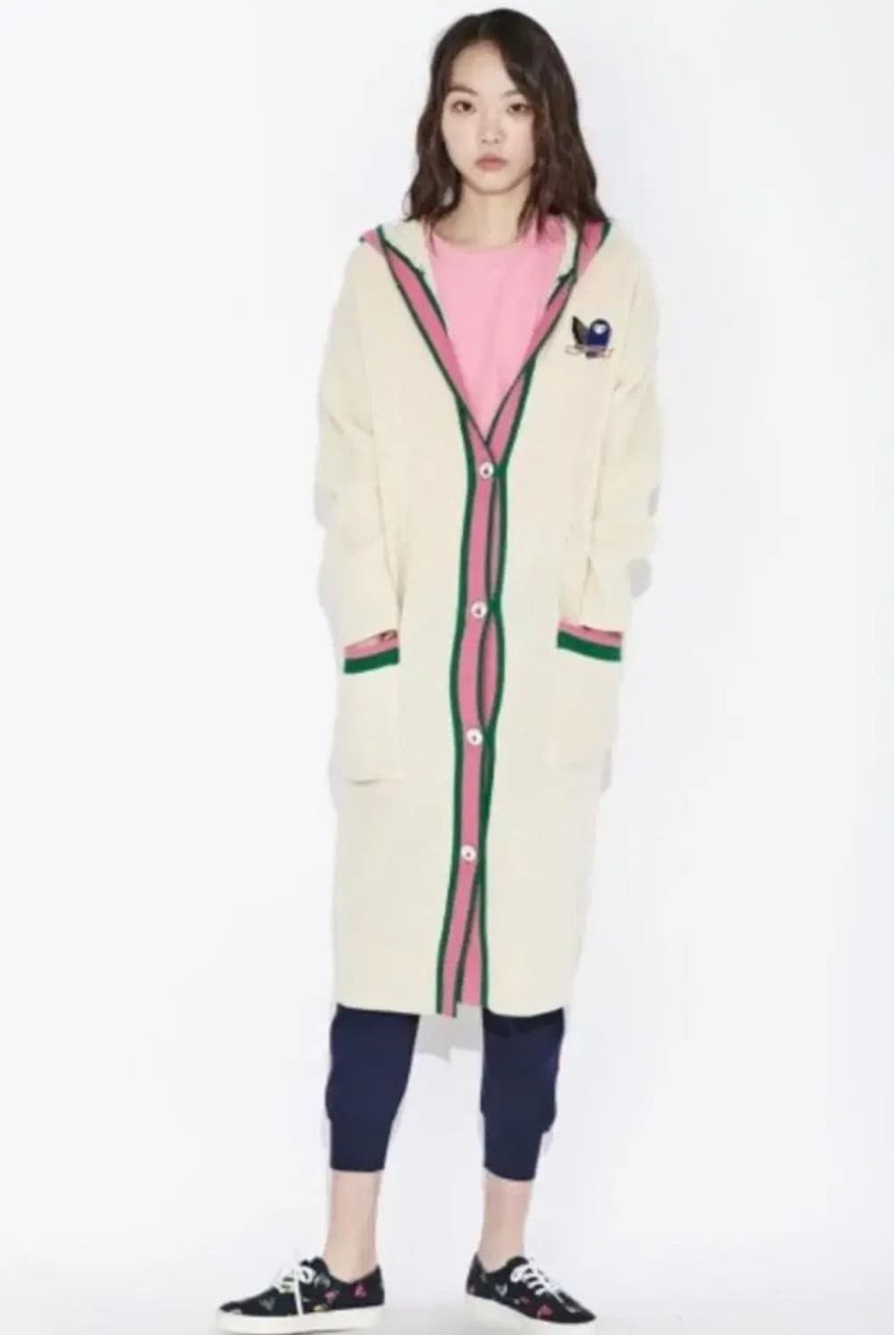 럭키슈에뜨 울블랜드 후드롱 니트가디건 36사이즈 상품이미지1