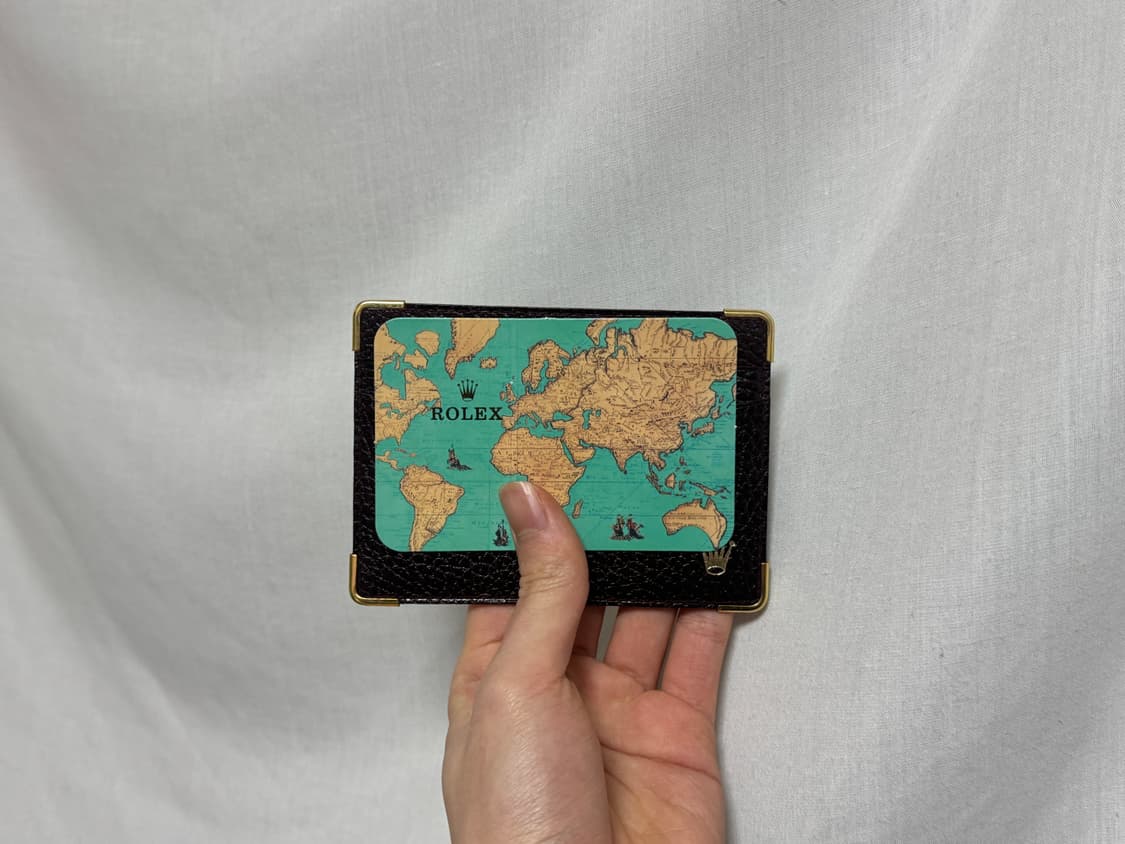 롤렉스 빈티지 가죽 카드지갑 브라운 금장 상품이미지4