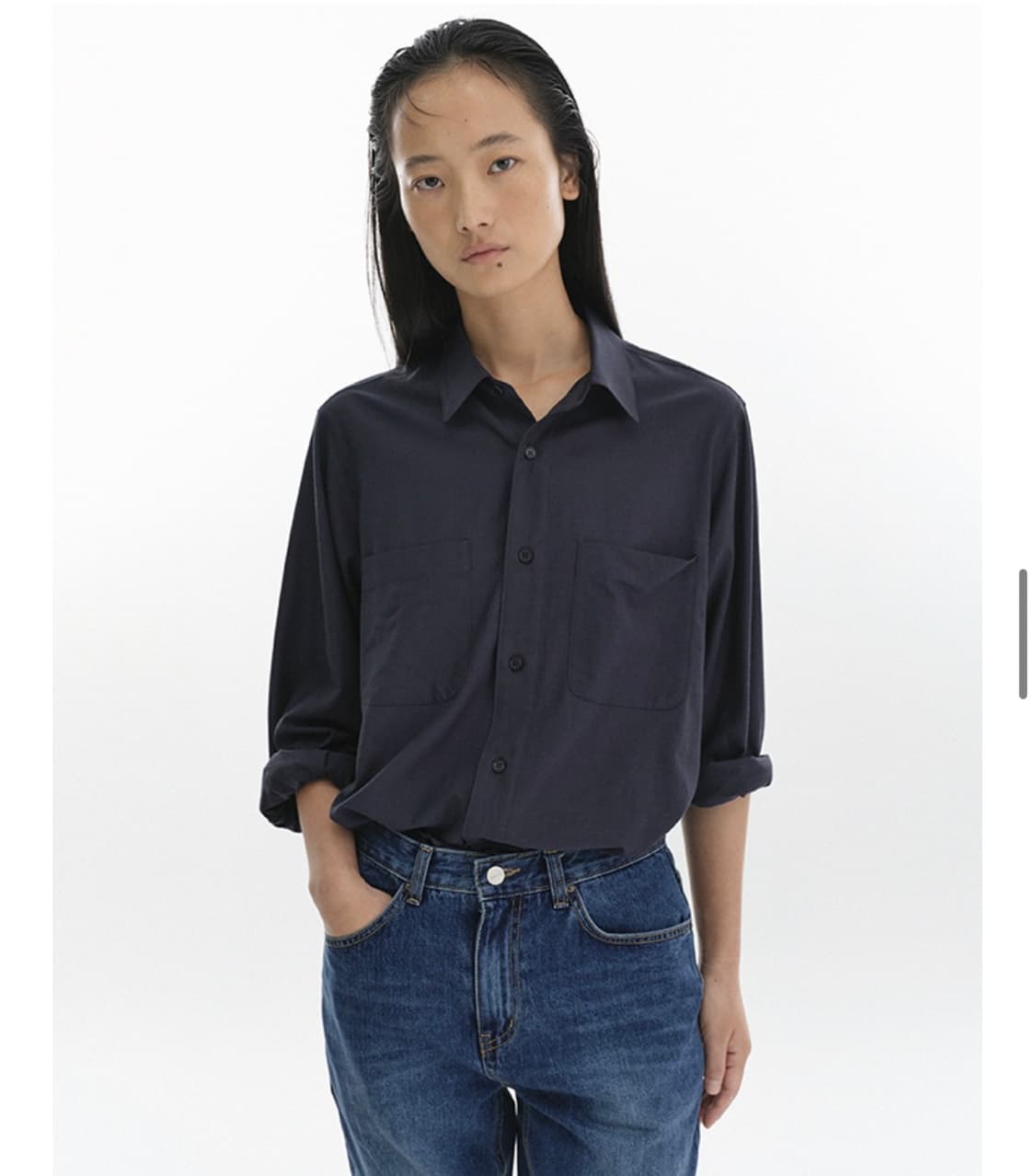 리포스 실키 포켓 셔츠 네이비 새상품 상품이미지1