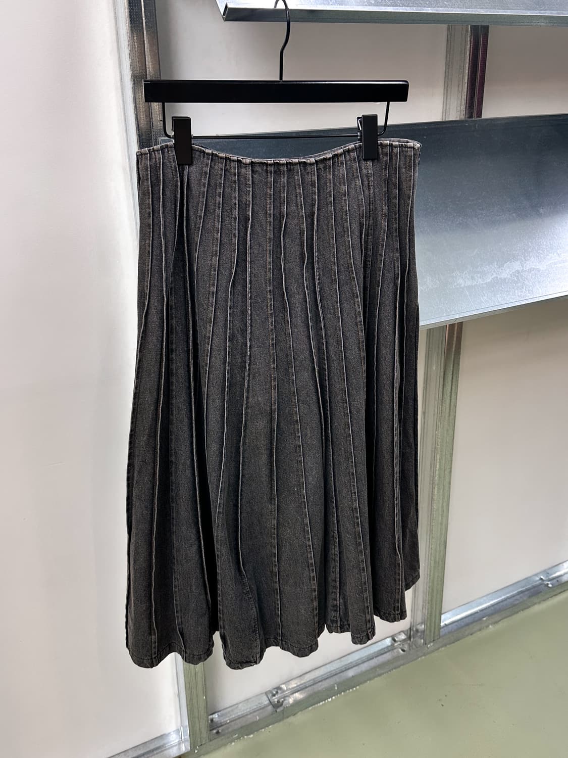 gray denim pleats skirt 상품이미지4