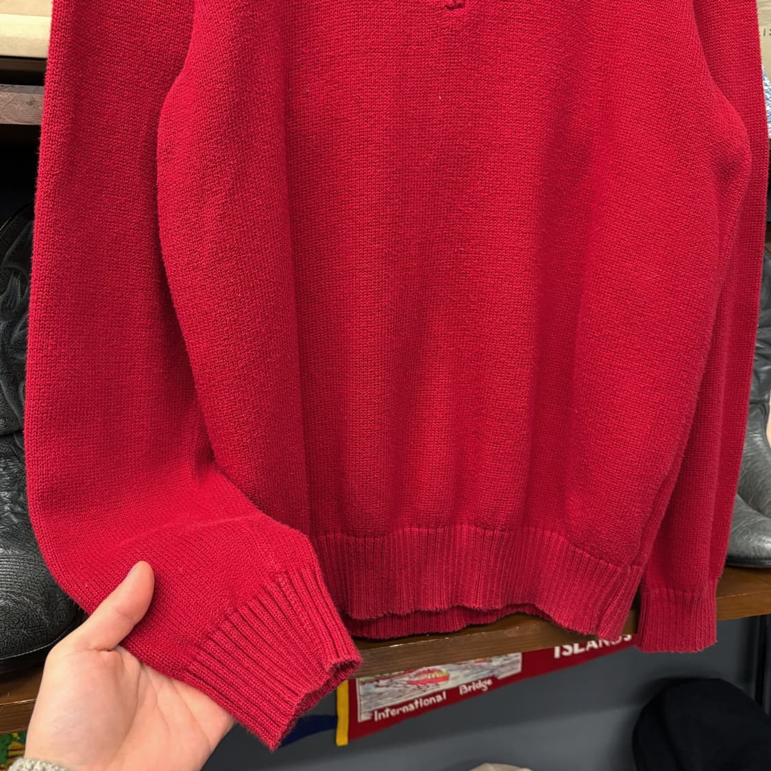 신형라벨 폴로 랄프로렌 디블립 하프집업 코튼 니트 스웨터 레드 N634 상품이미지4