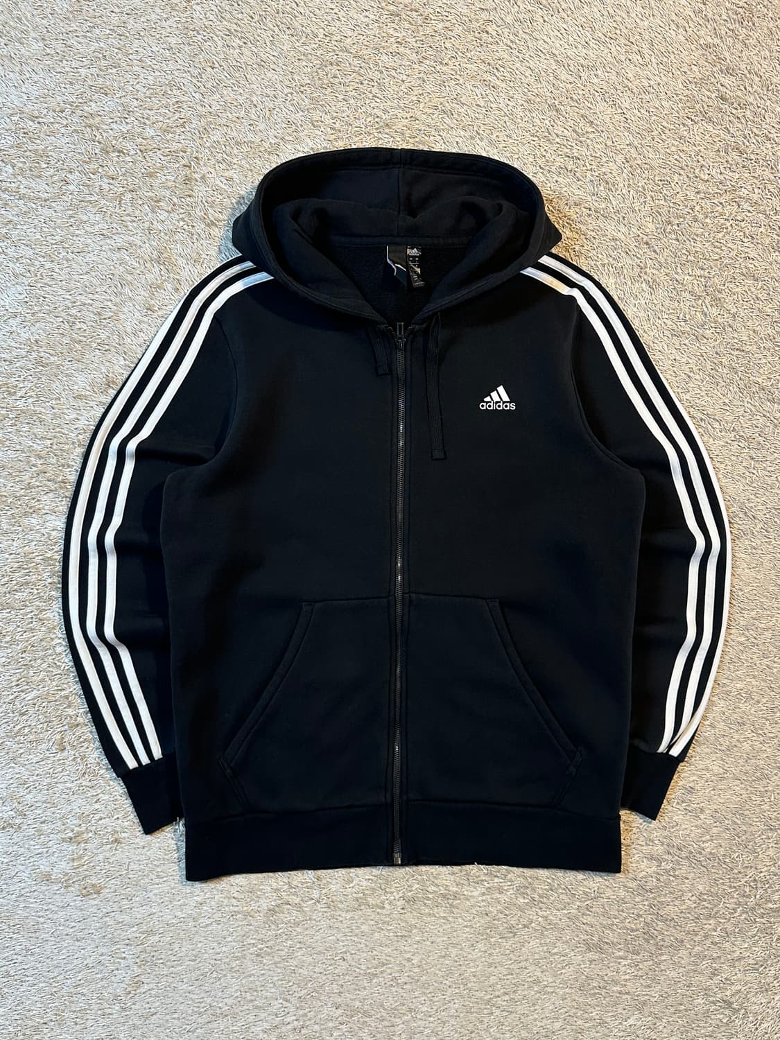 아디다스 ADIDAS 삼각로고 사이드라인 후드집업 블랙 상품이미지1
