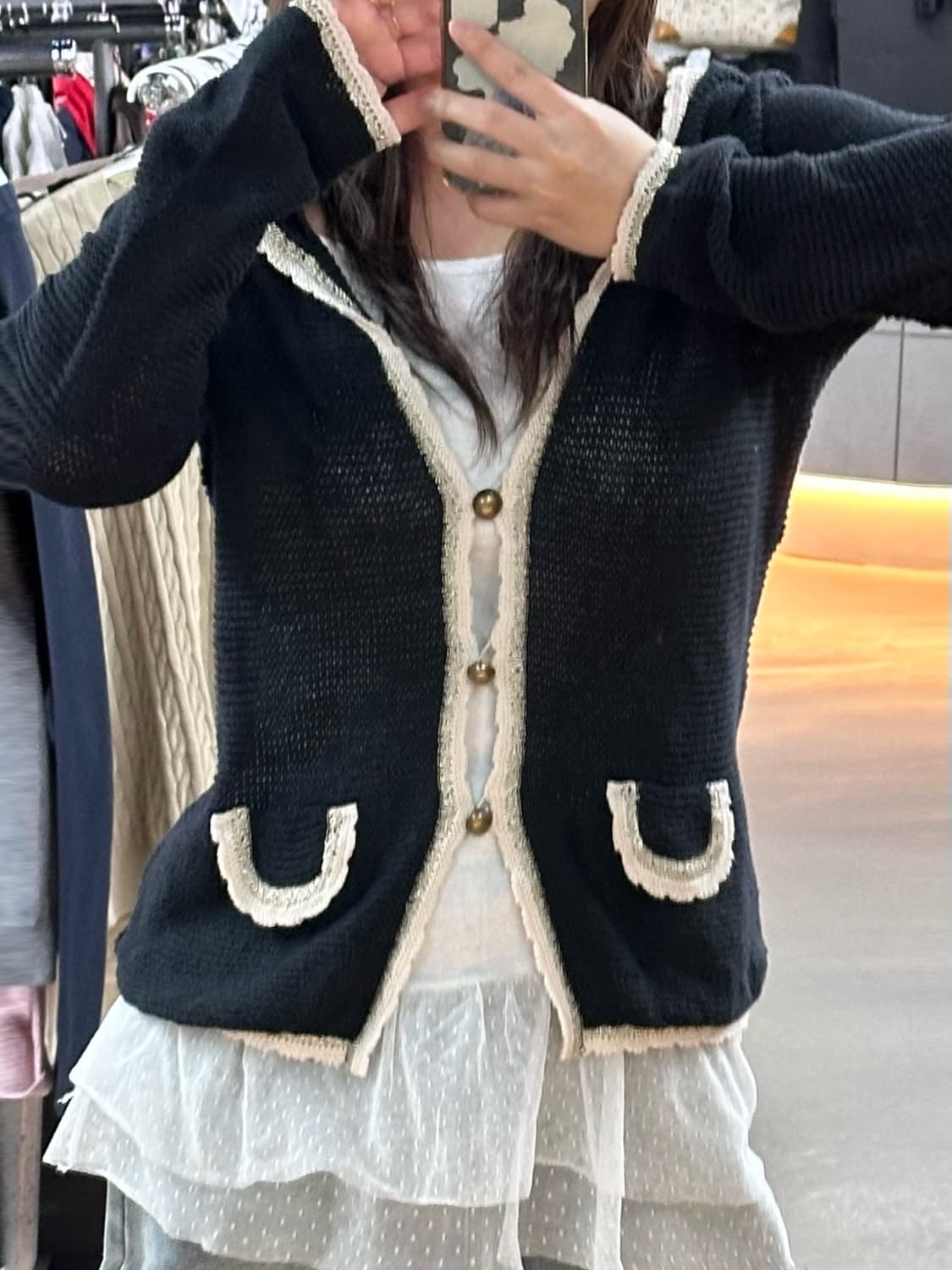 랑방 그물 니트가디건 상품이미지1