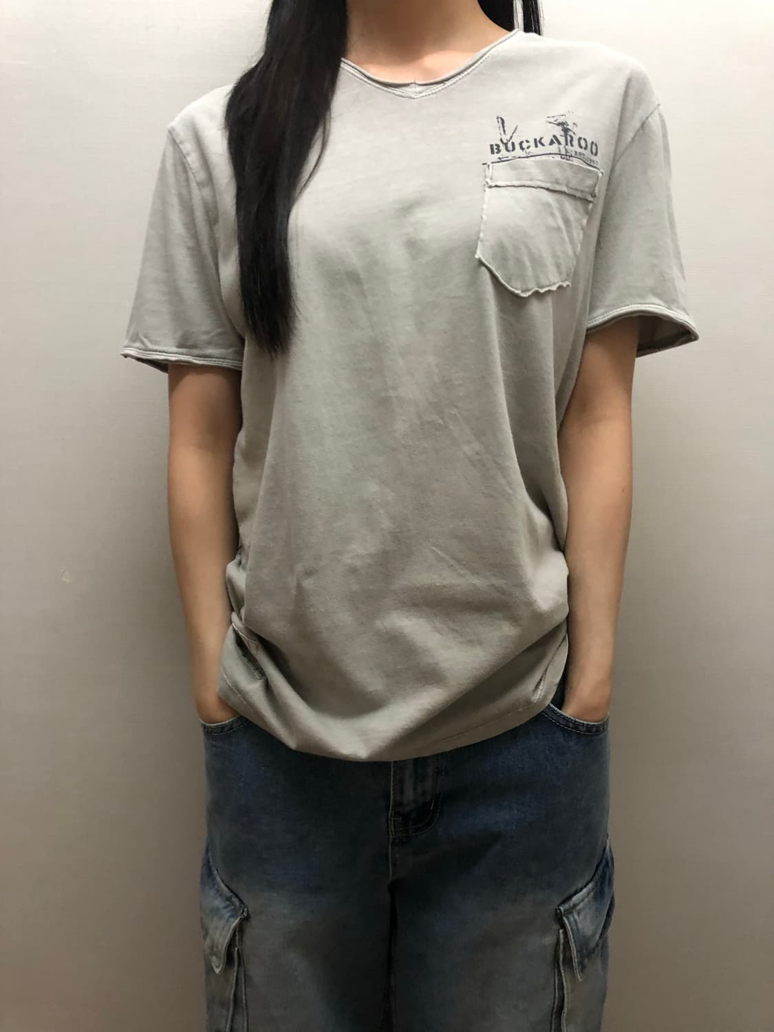 빈티지 버커루 라이트그레이 티셔츠 상품이미지3