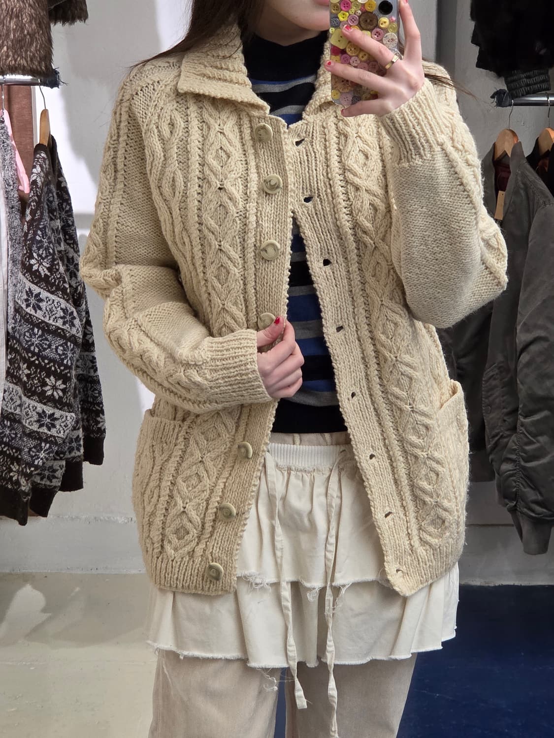 1990s Vintage 피셔맨 케이블 가디건 상품이미지3