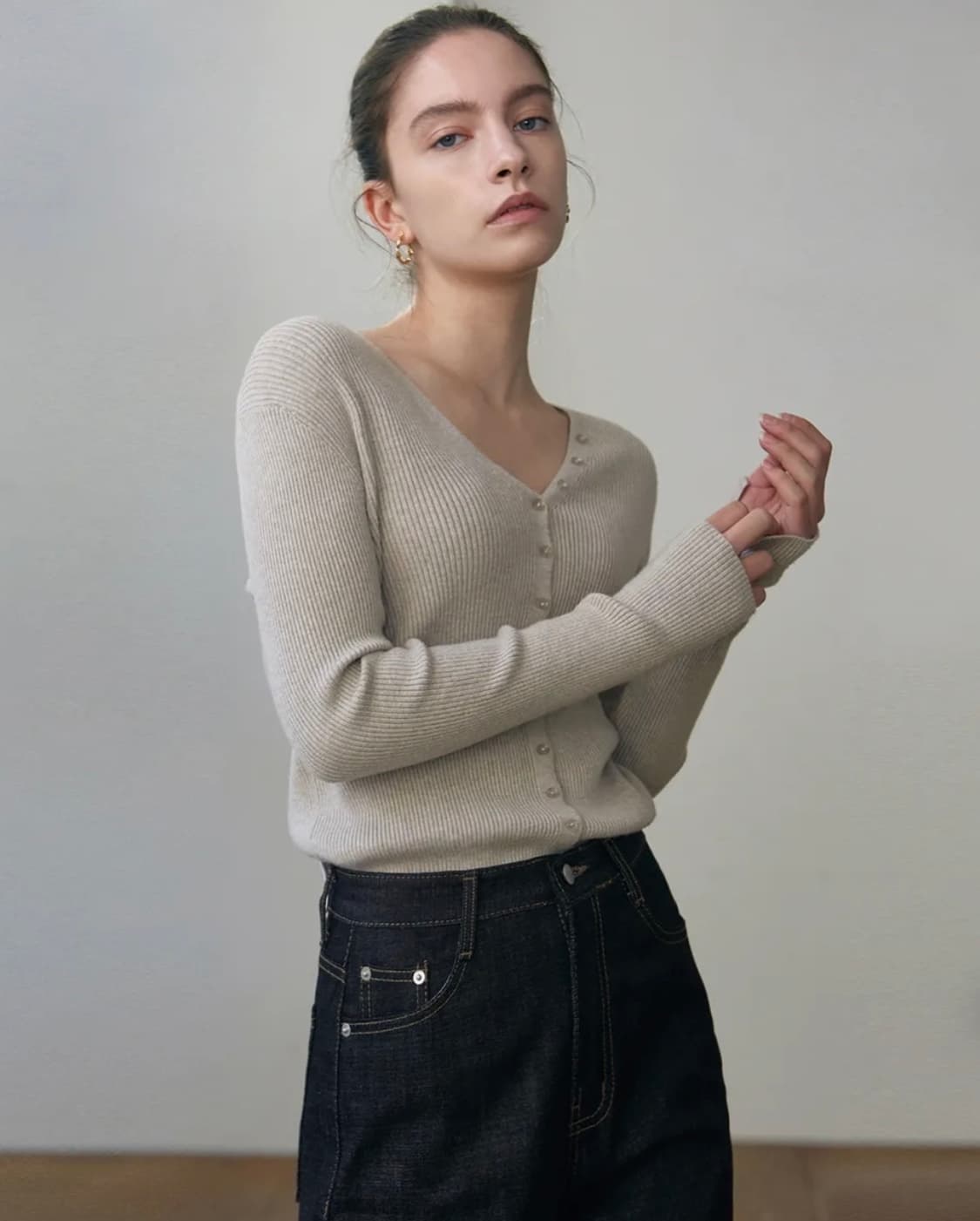 Nick&Nicole BUTTON SLIM KNIT CARDIGAN 상품이미지1