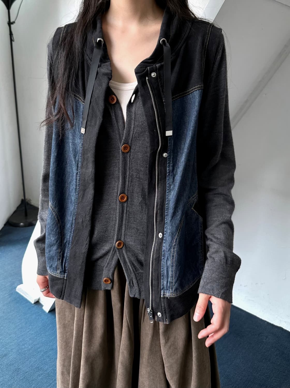 Stretched panel fabric design vest 상품이미지7