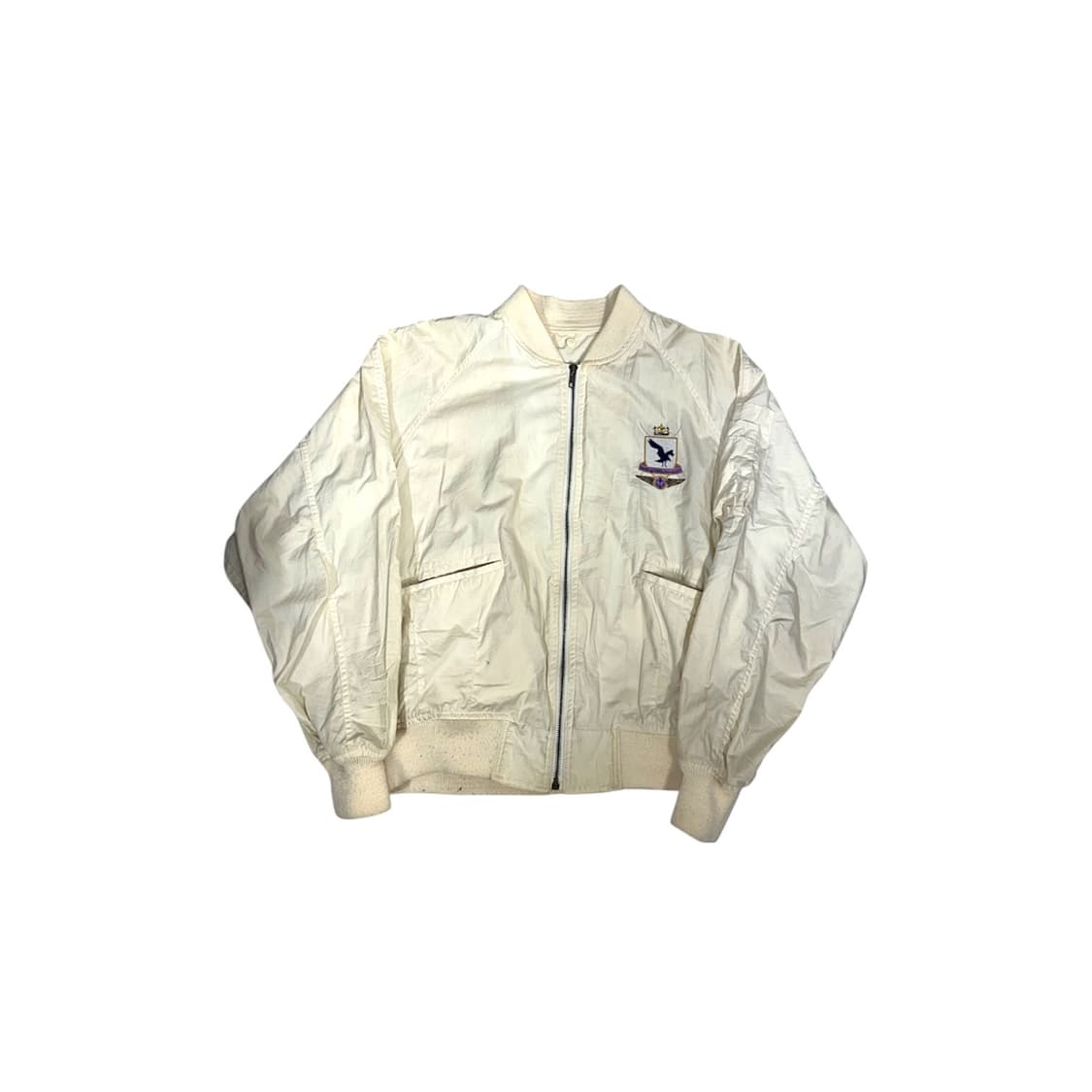일본 빈티지 FILES 베이지 빅 로고 자수 봄버 자켓 스카잔 잠바  상품이미지5