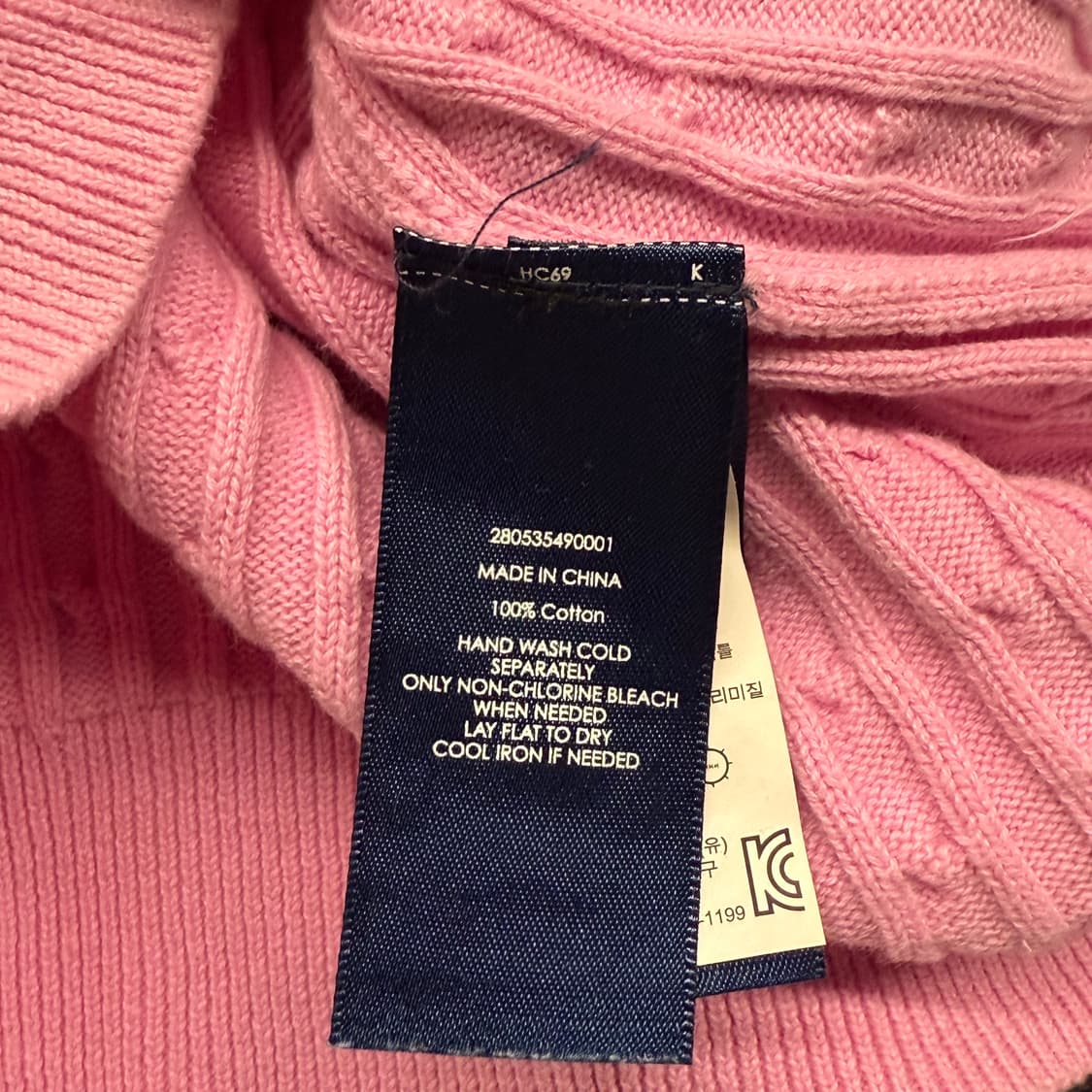 폴로 랄프로렌 스포츠 딸기우유 핑크 꽈배기 니트 가디건 상품이미지6