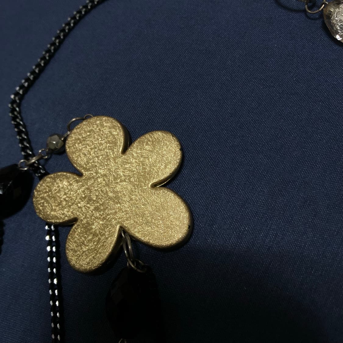 빈티지 골드 블랙 플라워 레이어드 롱목걸이 페어리 오리엔탈 갸루 펑크 상품이미지3