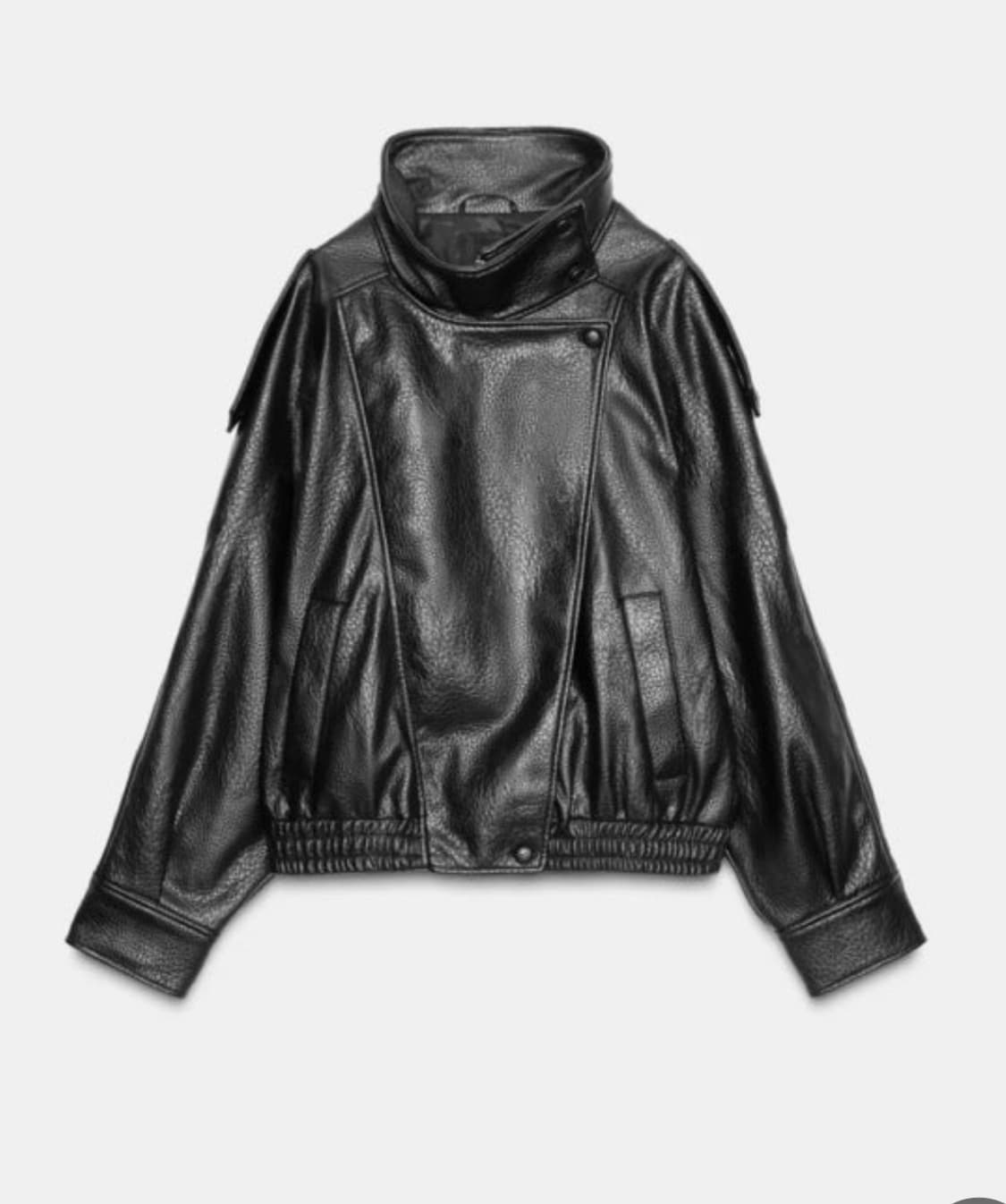 zara 자라 페이크 레더 점퍼 하이넥 가죽자켓 생로랑무드 상품이미지2