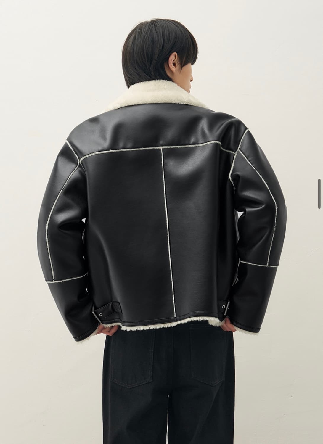 (XL) 드로우핏 오버사이즈 라인 무스탕 자켓 [IVORY] 판매 상품이미지5