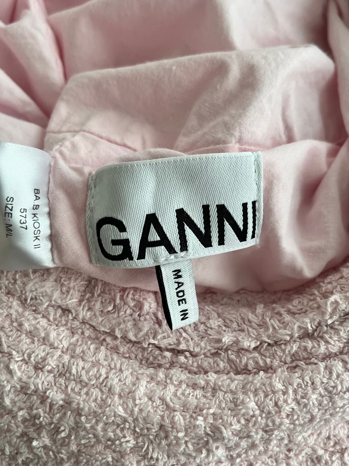 M/L) 가니 GANNI 로고 자수 테리 버킷햇 핑크 상품이미지6