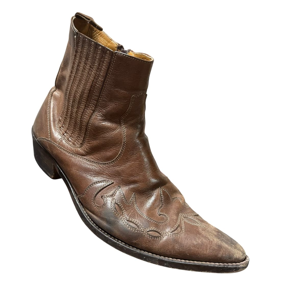 빈티지 브라운 웨스턴 집업 카우보이 부츠 270-275 상품이미지1