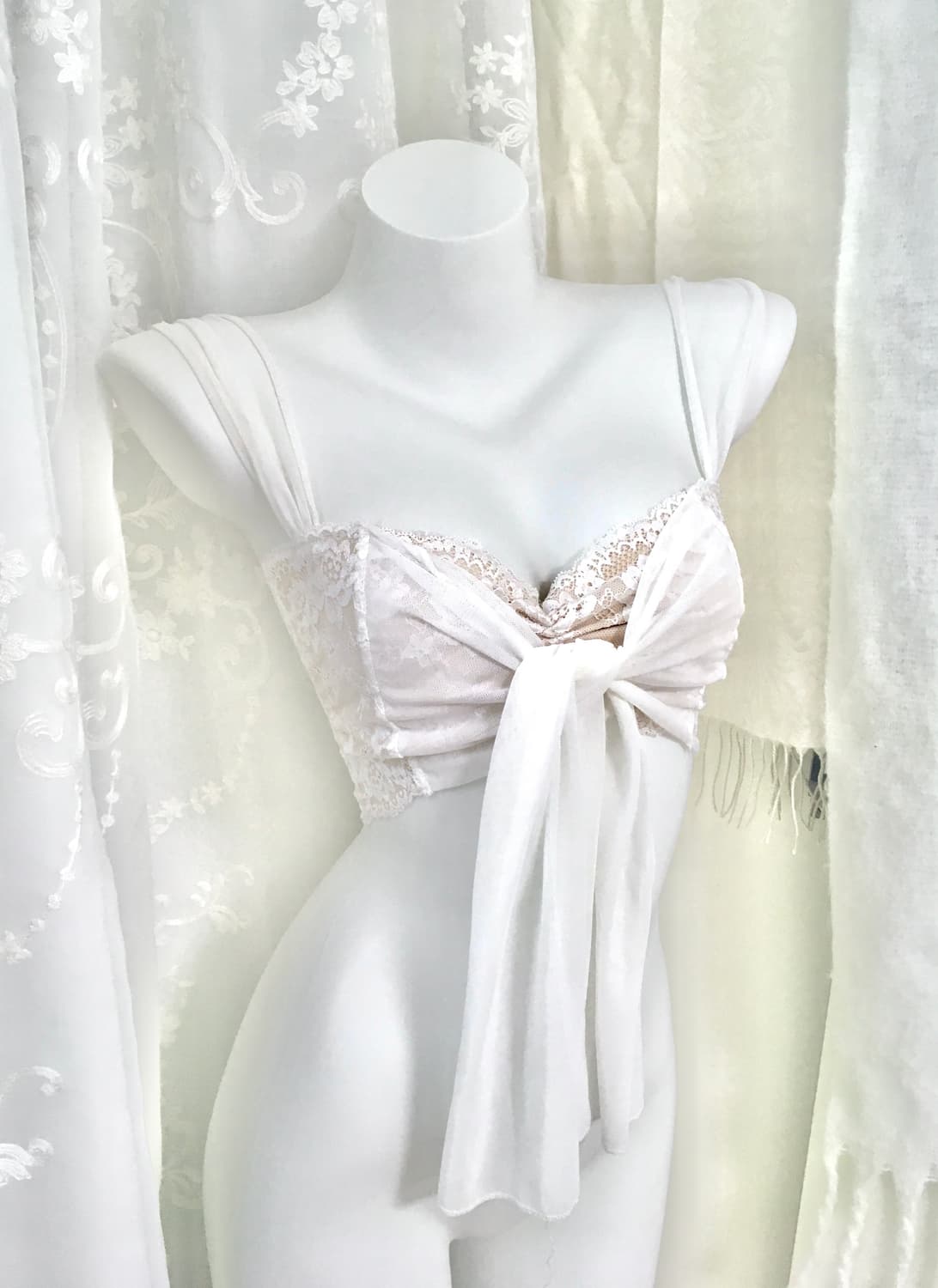 레이스 페어리 크롭 슬리브리스  상품이미지1