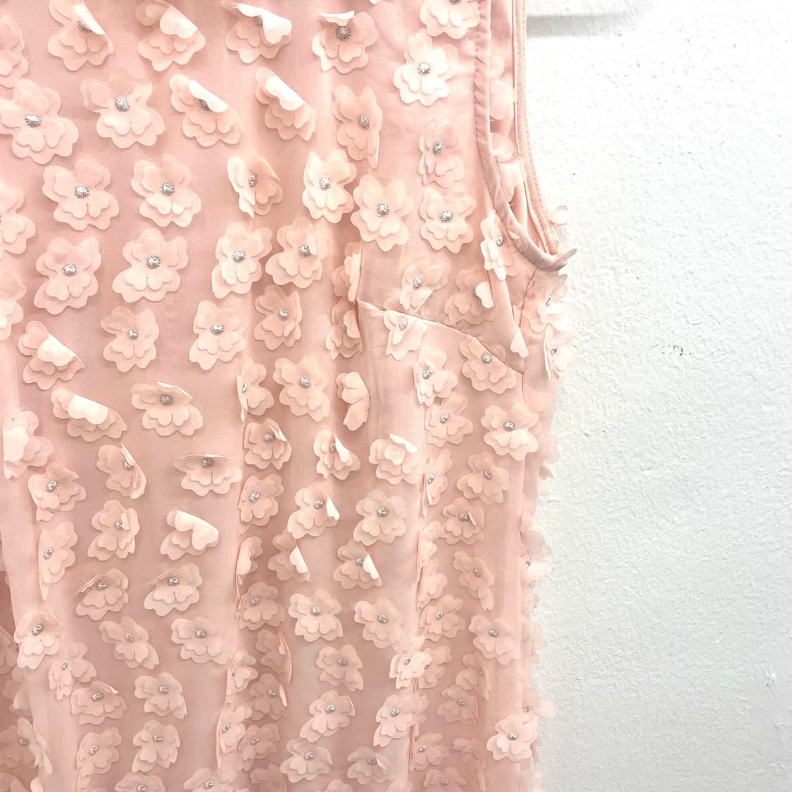 Blush floral appliqué mini dress 상품이미지3