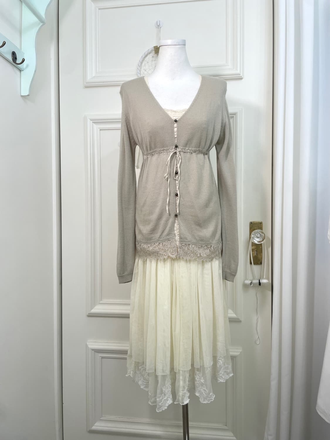 khaki ivory lace fairy 3pcs set 상품이미지1