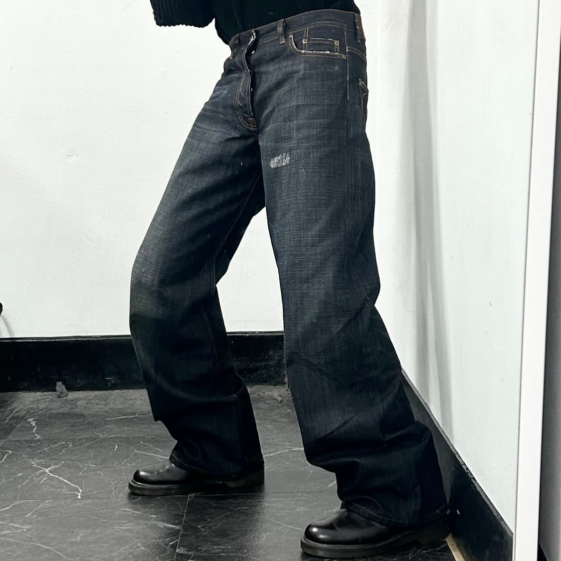 Y-3 요지 야마모토 백로고 와이드 데님 팬츠 상품이미지4
