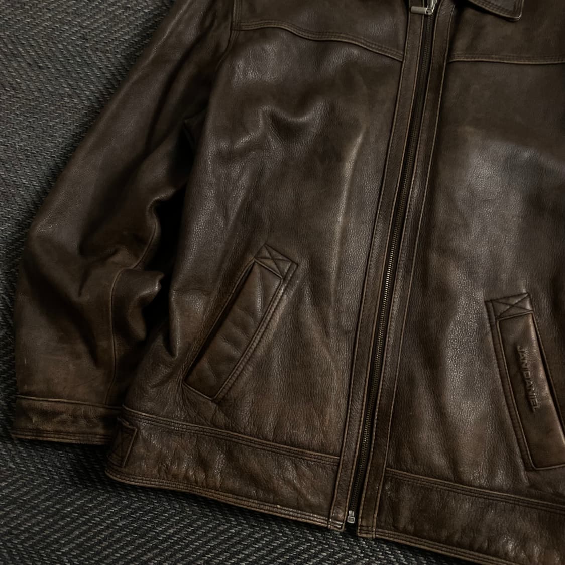 Jan daniel 워시드 카우 가죽 레더 자켓y 4219 상품이미지4