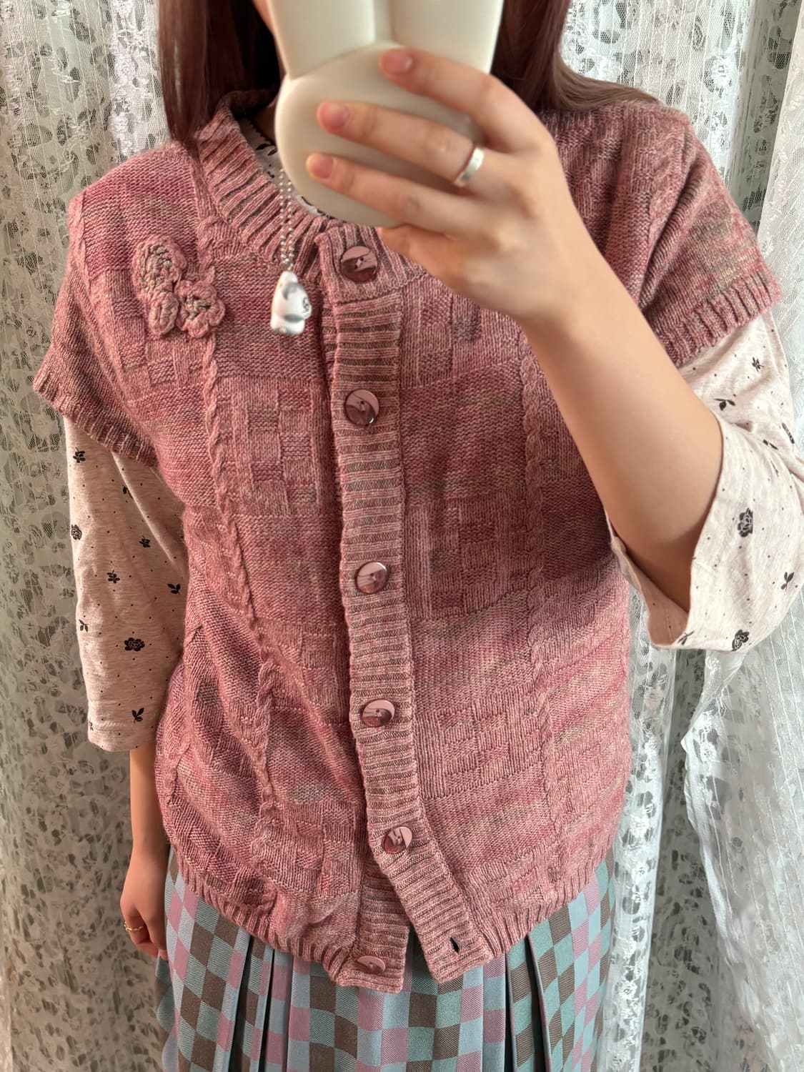 Pink vintage 윈터 가디건 상품이미지4