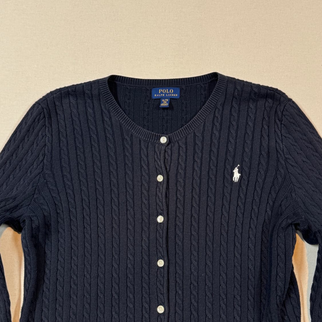 XS) 폴로 랄프로렌 코튼 케이블 꽈배기 가디건 네이비 보이즈 상품이미지3