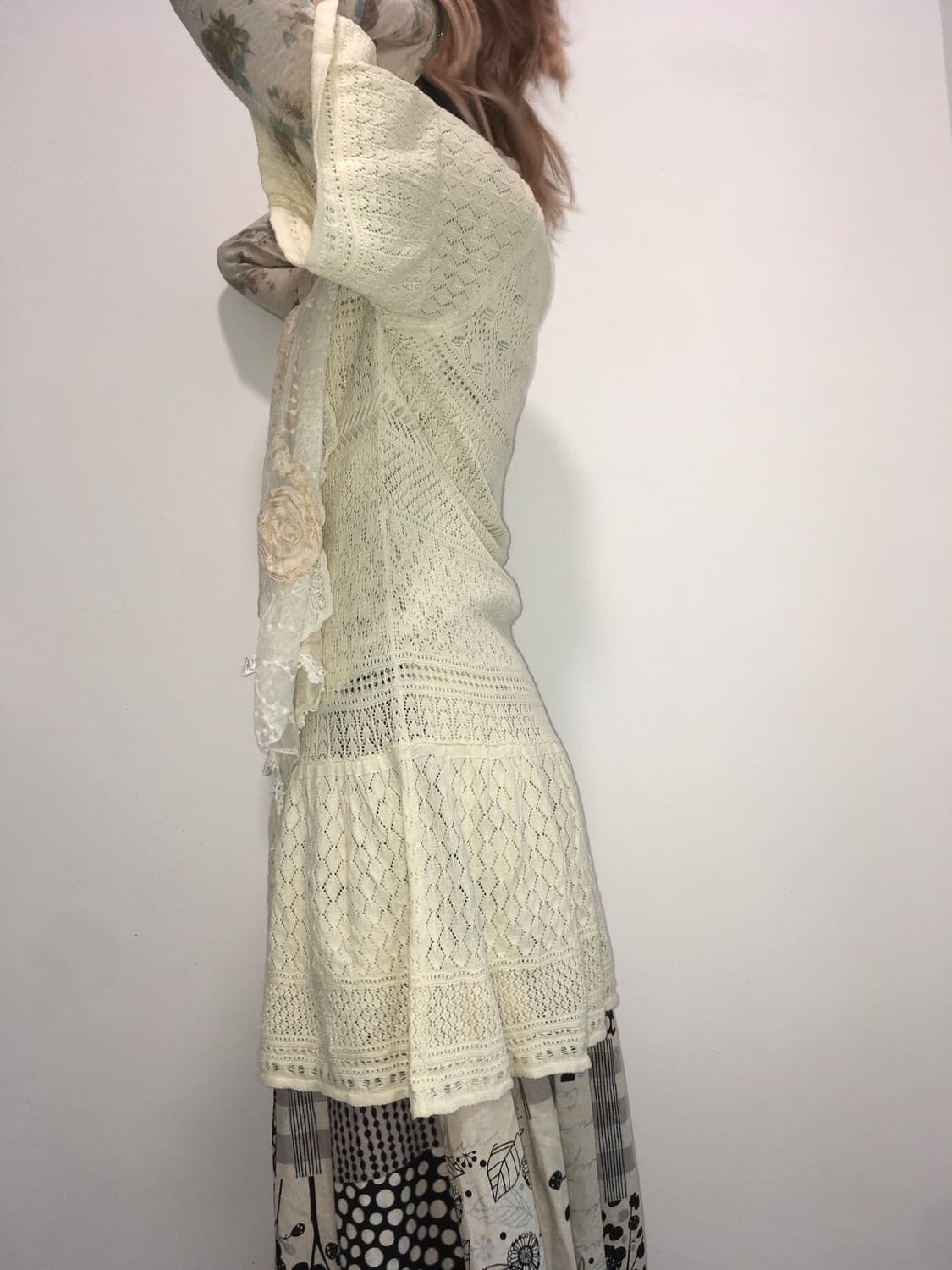 set)floral t+crochet knit ops + muffler 상품이미지4