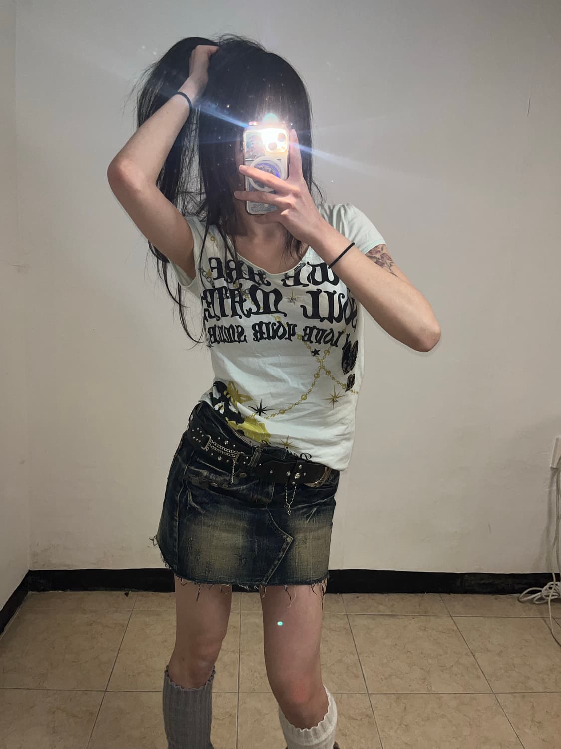 할로윈 민트 펑크 프린팅 티셔츠  상품이미지4