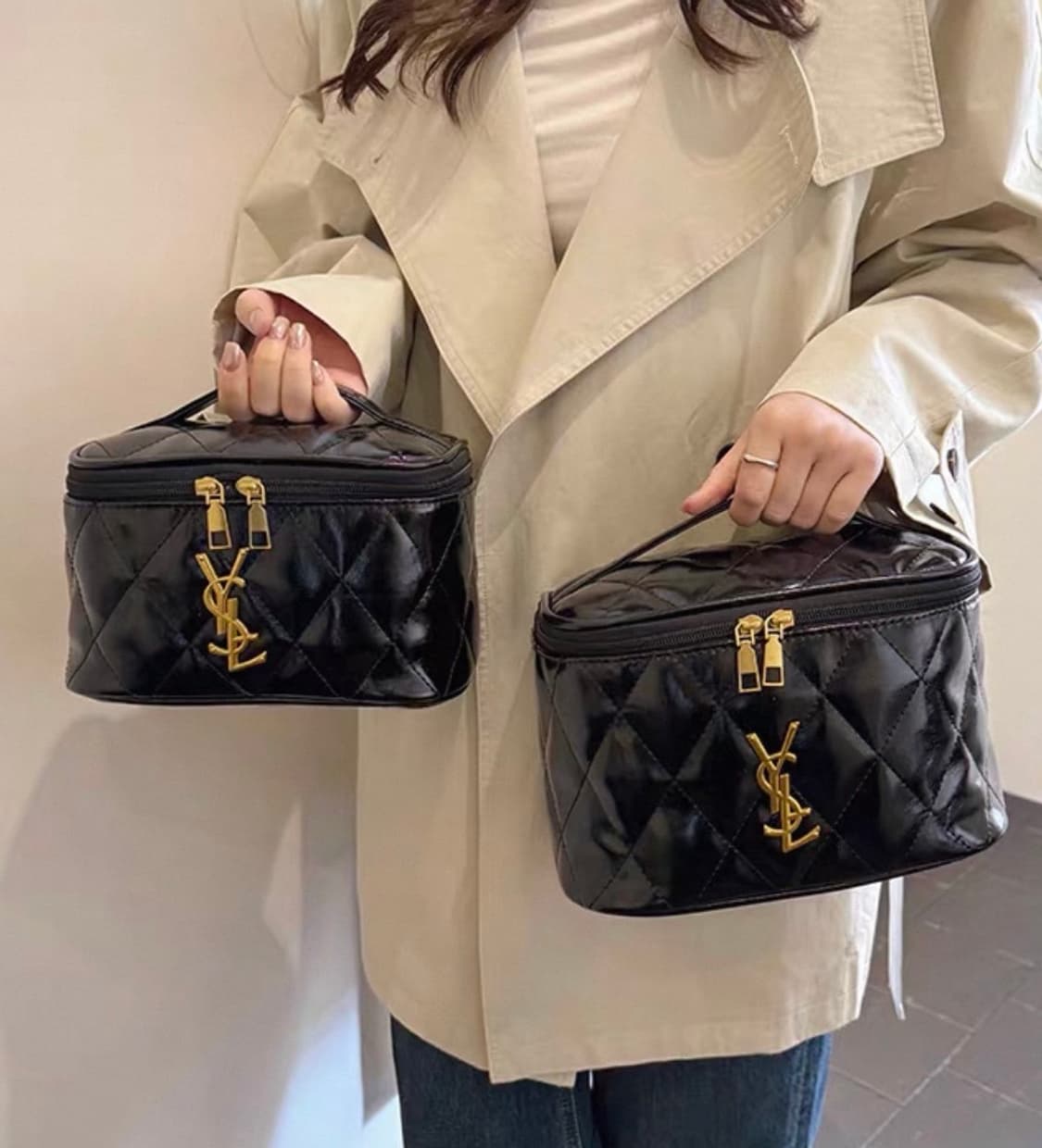 입생로랑 퀄팅 메이크업 파우치 블랙 라지 상품이미지1