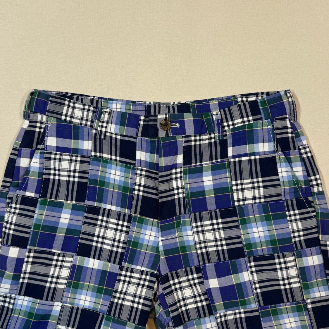 34inch) 브룩스 브라더스 체크 패치워크 면바지 반바지 상품이미지2