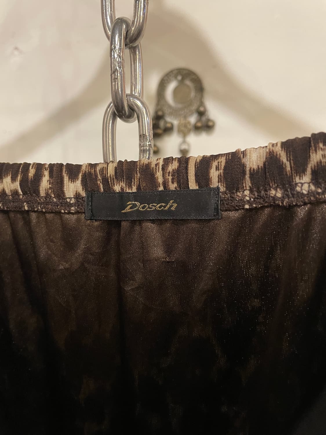 레오파드 패턴 레이스 브라운 슬리브리스 원피스 갸루 상품이미지9