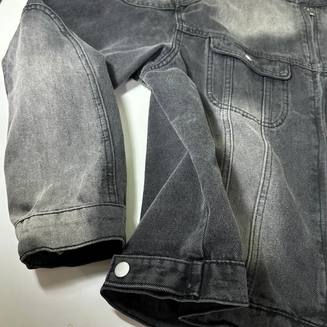L 트릴리온 빈티지블랙 워시드 투웨이 데님자켓 청자켓 상품이미지2
