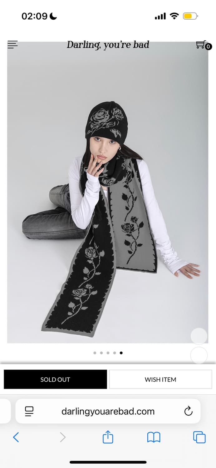 Darling youre bad 로즈 자카드 비니 블랙 상품이미지3