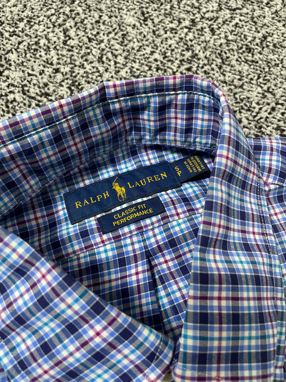 빈티지9. 폴로랄프로렌 폴로셔츠 체크셔츠 블루 클래식핏 퍼포먼스 상품이미지3