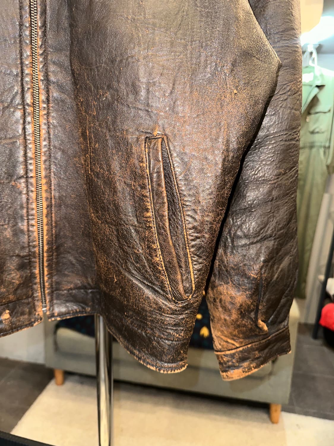 90’s Japanese cow-leather aged jacket 상품이미지6