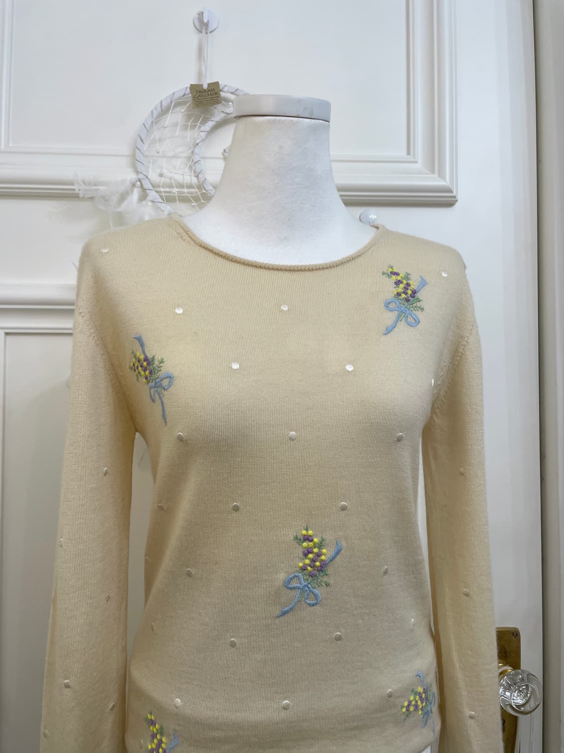butter beige dot flower embroidery knit 상품이미지6