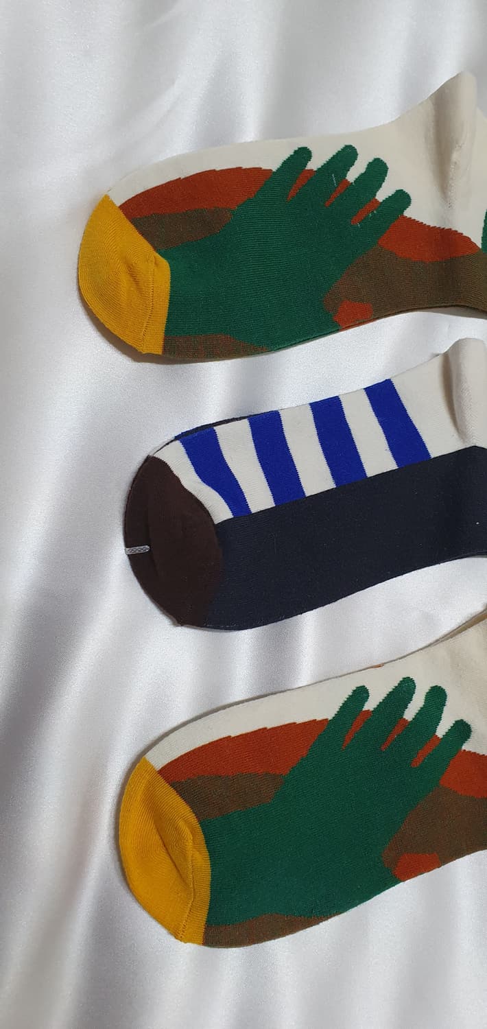 크림베이지 크림 추상화 Bonne Maison 본메종 양말 상품이미지6