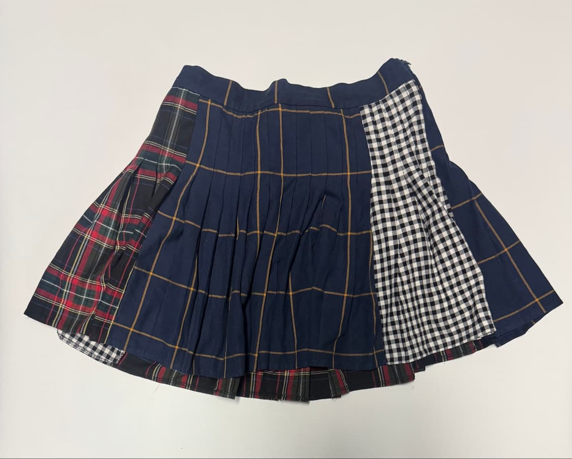 자라 ZARA 우먼 멀티 타단 체크 믹스 플리츠 스커트 치마 상품이미지1
