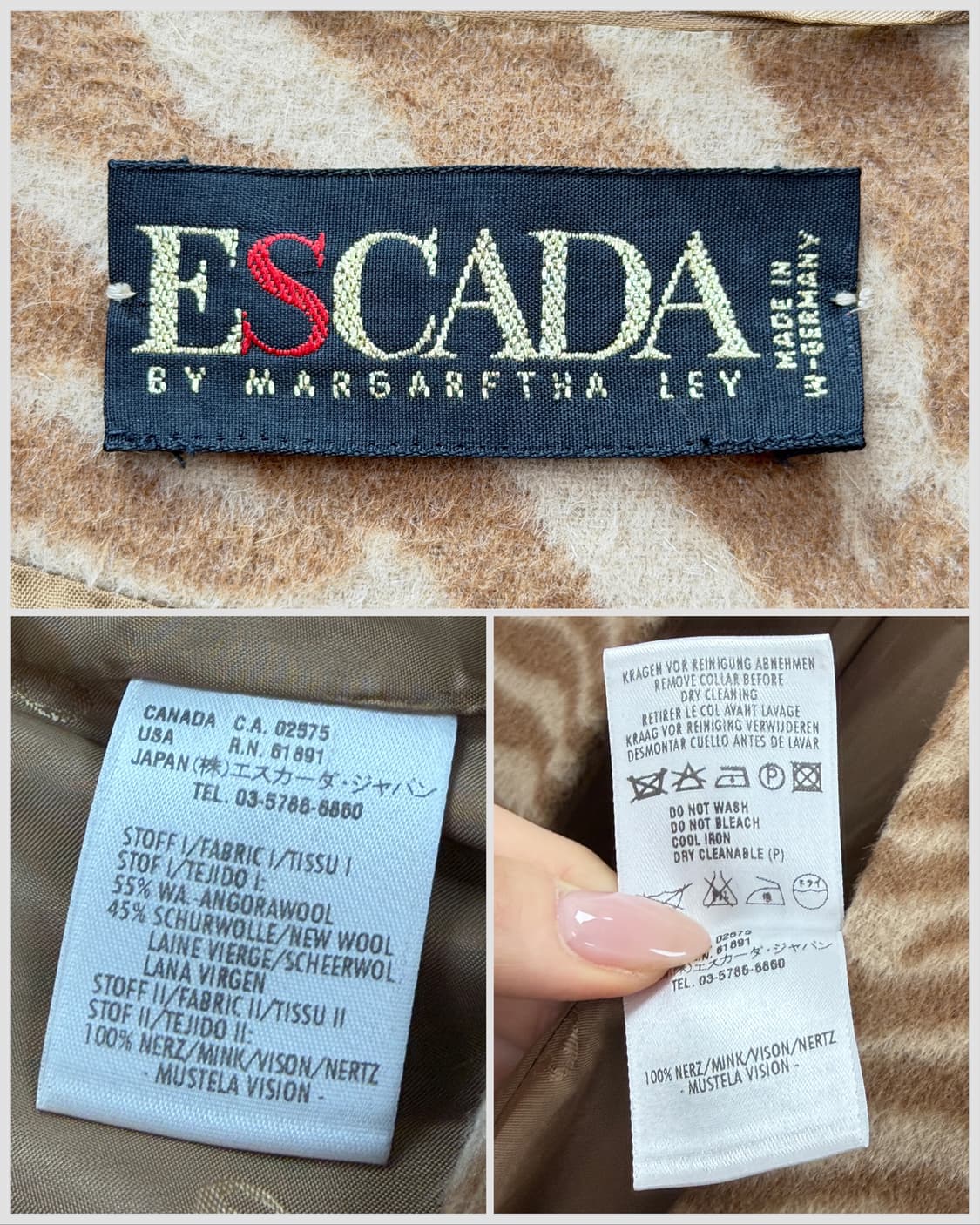 에스카다 by Margaretha Ley 지브라 패턴 앙고라 울 코트 상품이미지10