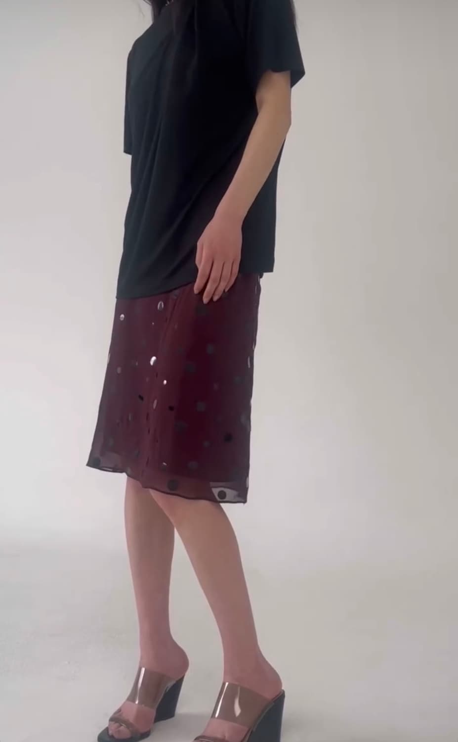 teak 티크 도트 실크 스커트 구해요 상품이미지2