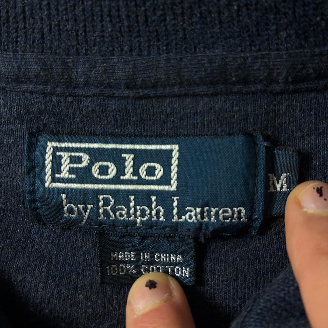 Polo  폴로 랄프로렌 90,s 자수 코튼 네이비 반집업 니트  상품이미지4