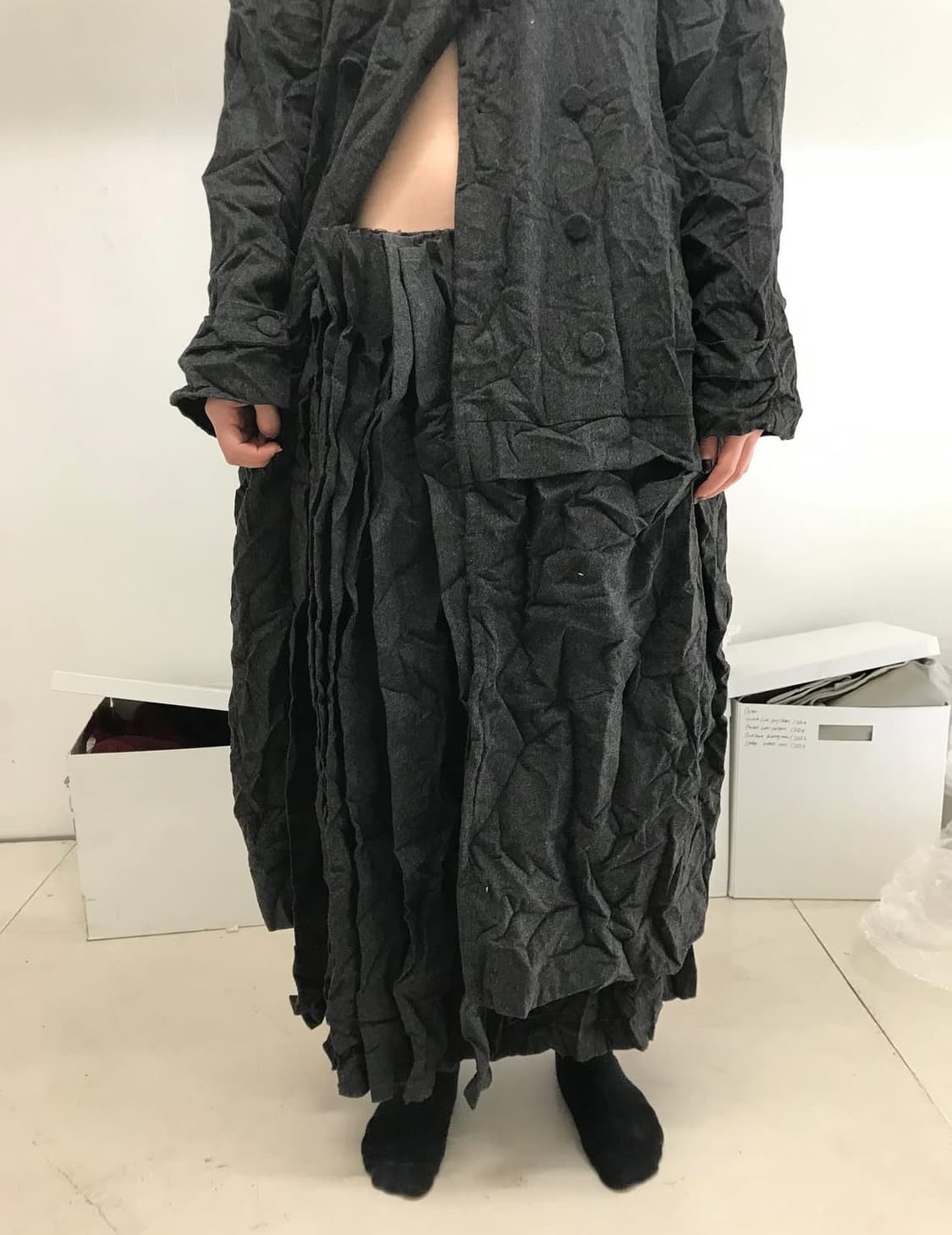 Eont’s paper wool offbeat pleats skirt 상품이미지2