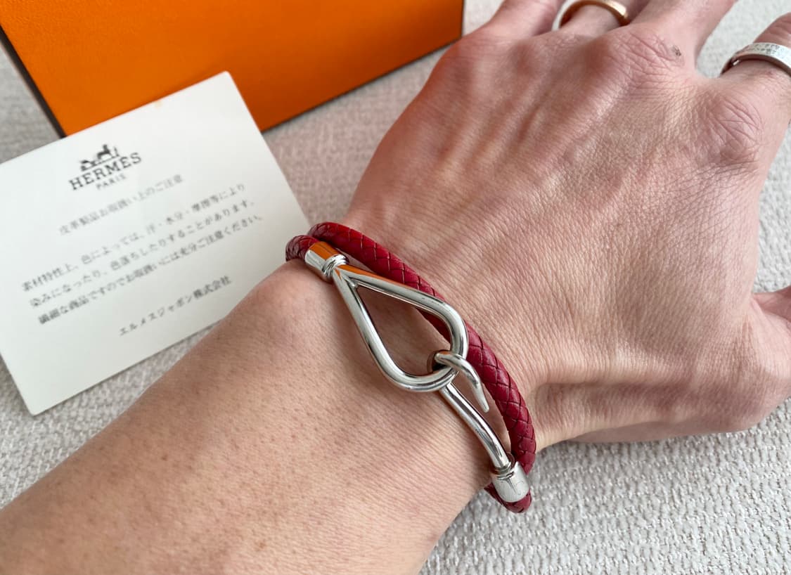 에르메스 점보 버건디 레드 은장 팔찌 2way 타입 상품이미지3