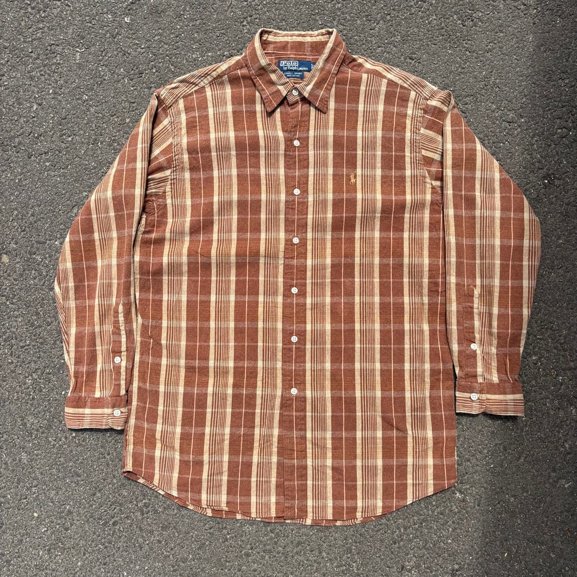 90년대 일본 폴로 랄프로렌 로웰 스포츠 체크 셔츠 상품이미지1