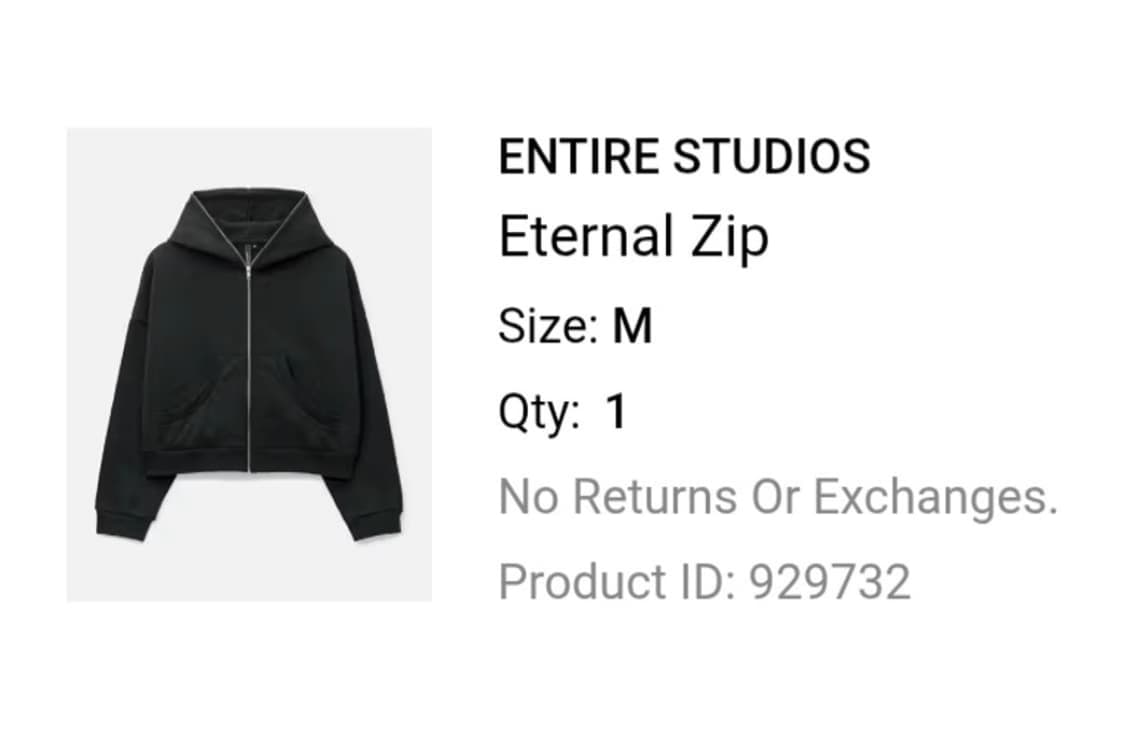 Entire studio 이터널 후드집업 M 상품이미지2