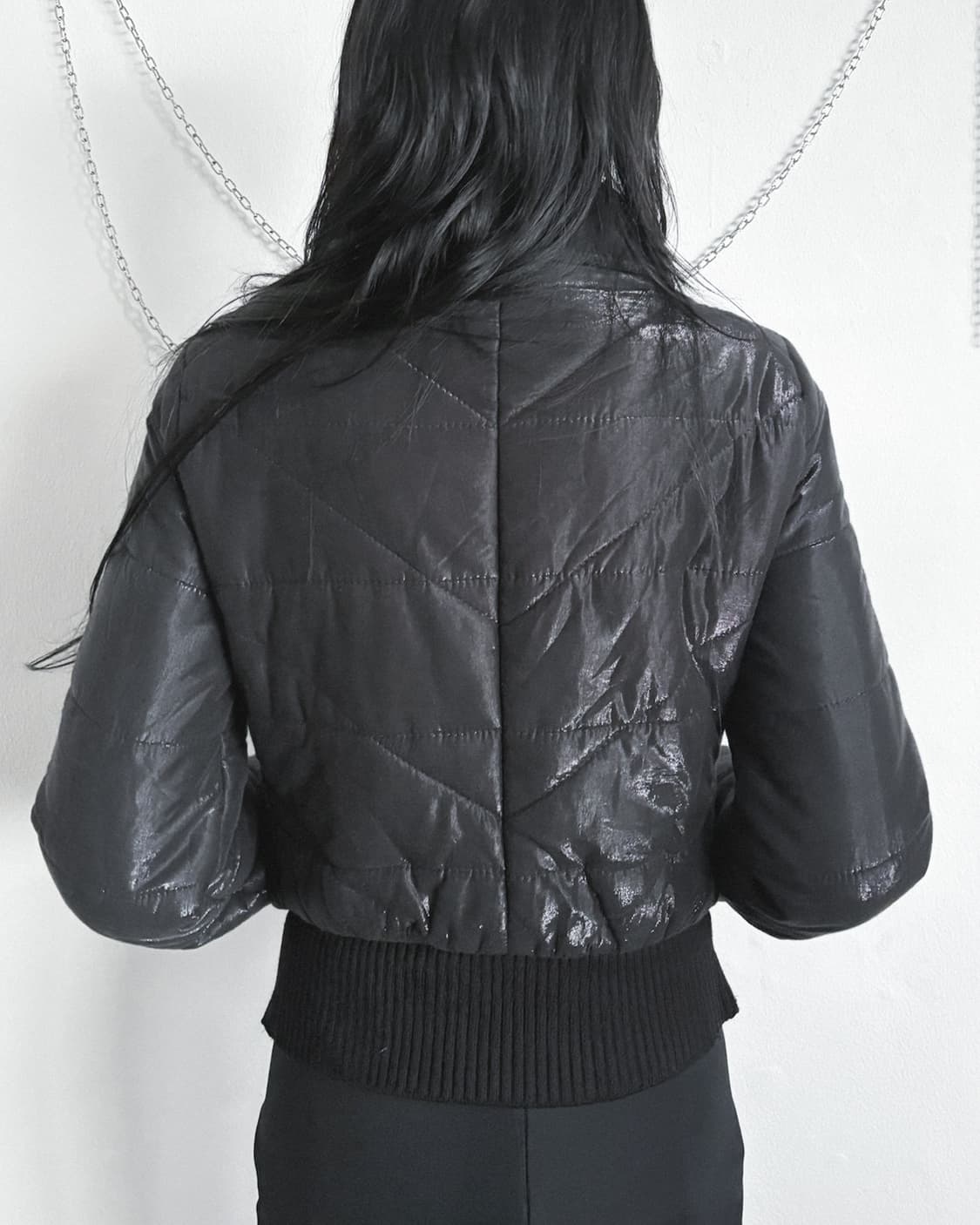 a/x 아르마니 익스체인지 하이넥 메탈릭쉬머 크롭 패딩 상품이미지4