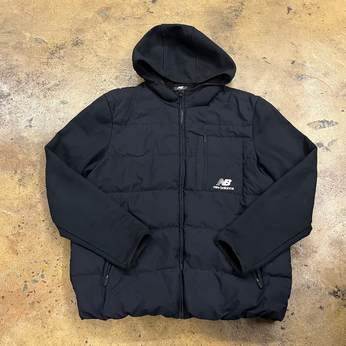 [정품/100] 뉴발란스 블랙 후드 패딩 자켓 b14 상품이미지2