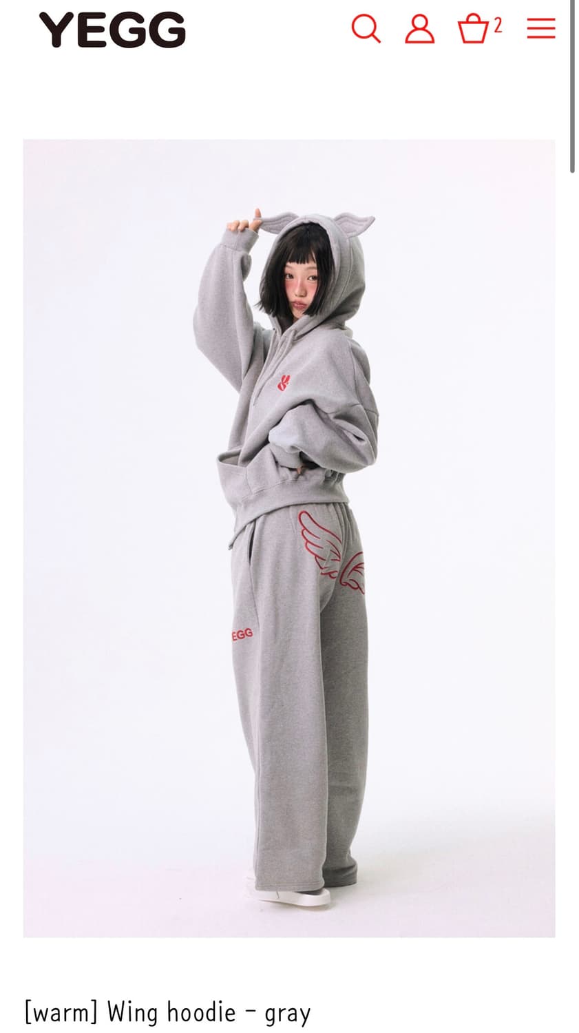 yegg 윙 후디 셋업 (기모세트) 그레이 상품이미지1