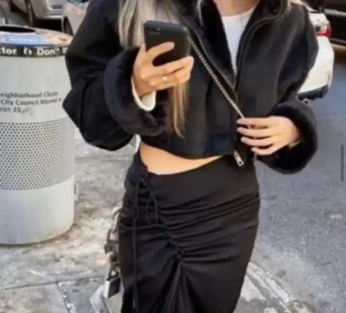 쓰리타임즈 크롭무스탕 상품이미지1